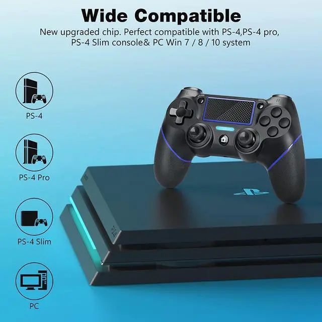 Alt view image 4 of 7 - Y Team Wireless Controller for PS4, Wireless PS4 Gaming Controller USB Gamepad Joypad Controller with Dual-Vibration for PS4/ Slim/Pro/PC(Win 7/8/10)