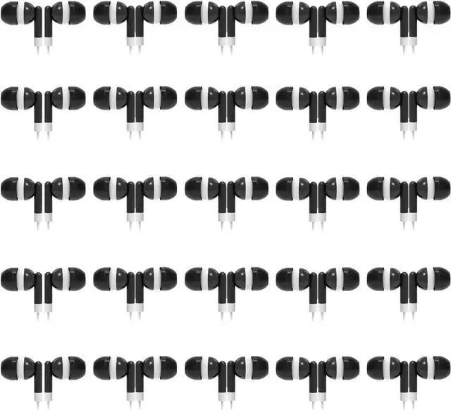 Main image of CN-Outlet Wholesale Bulk Earbuds Headphones 50 Pack for iPhone, Android, MP3 Player - Black