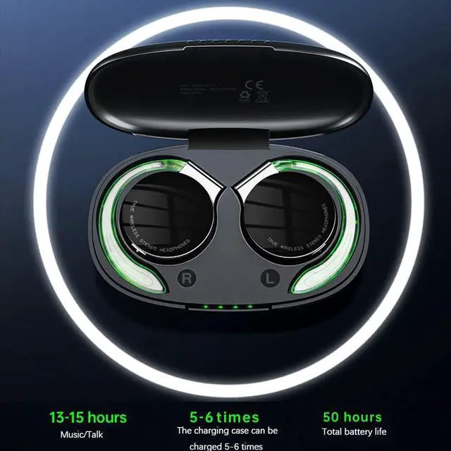 Alt view image 4 of 6 - Luisport Noise Cancelling Headphones Earbuds Open Ear Bluetooth Headphones Workout Headphones Wireless Headphones Bluetooth Earbuds Wireless Earbuds Bluetooth Earphones Wireless Earphones (F2-Black)