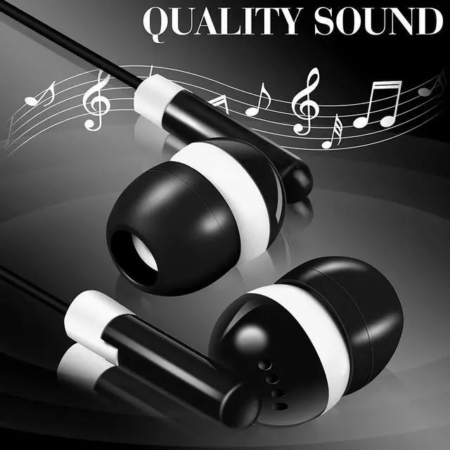 Alt view image 3 of 7 - 100 Pcs Bulk Earbuds for Classroom Student Basic Headphones in Ear for Kids Schools Libraries Laptop 3.5 MM Earbuds Dot Headphones Individually Bagged (Black)