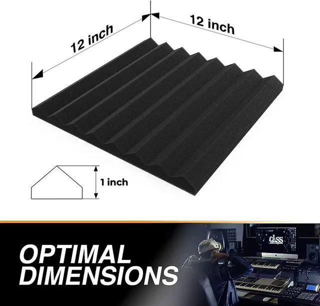 Alt view image 2 of 6 - 52 Pack Acoustic Panels 1 X 12 X 12 Inches - Acoustic Foam - High Density- Soundproof Studio Wedges - Charcoal