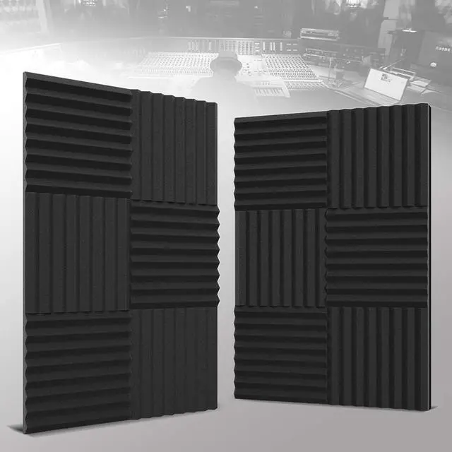 Alt view image 6 of 6 - 52 Pack Acoustic Panels 1 X 12 X 12 Inches - Acoustic Foam - High Density- Soundproof Studio Wedges - Charcoal