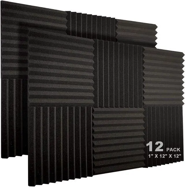 Main image of JBER 12 Pack Acoustic Foam Panels, 1" X 12" X 12" Studio Soundproofing Wedges Fire Resistant Sound Proof Padding Acoustic Treatment Foam (Black)