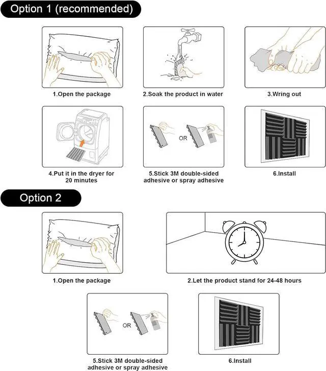 Alt view image 6 of 7 - JBER 12 Pack Acoustic Foam Panels, 1" X 12" X 12" Studio Soundproofing Wedges Fire Resistant Sound Proof Padding Acoustic Treatment Foam (Black)