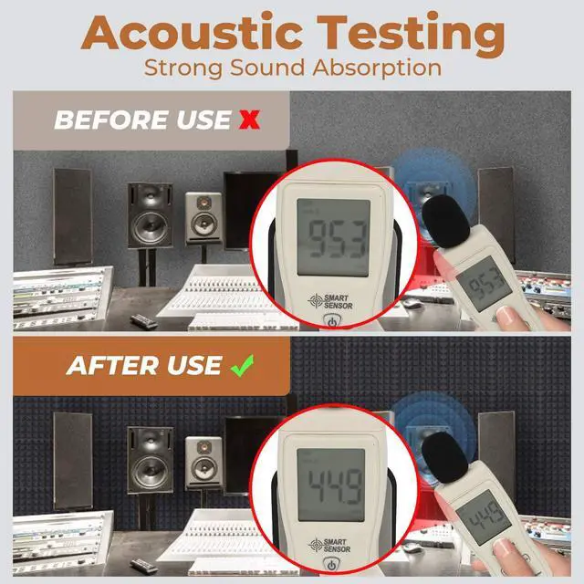 Alt view image 2 of 7 - 24 Pack-12 x 12 x 2 Inches Pyramid Designed Acoustic Foam Panels, Sound Proof Foam Panels Black, High Density and Fire Resistant Acoustic Panels, Sound Panels, Studio Foam for Wall and Ceiling