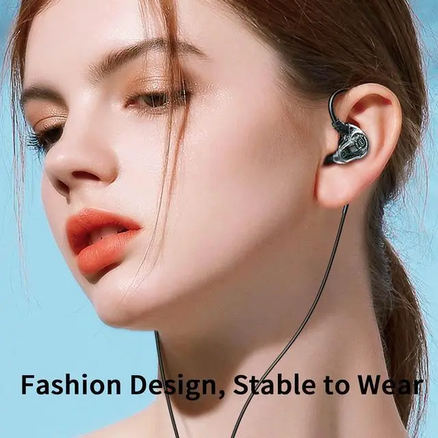 Alt view image 5 of 7 - Dual Driver Wired Earbuds 3.5mm in Ear Headphones with Mic and Hooks, 1.2m Cord Aux Jack Wrap Around Over Ear Earphones with Extra Bass for Phone PC Tablet MP3 Player Gaming Sport Running