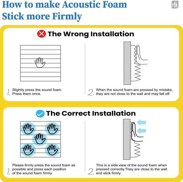 Alt view image 7 of 7 - 12 Pack Acoustic Panels Self-Adhesive, 1" X 12" X 12" Quick-Recovery Sound Proof Foam Panels, Acoustic Foam Wedges High Density, Soundproof Wall Panels for Home Studio,Carbon Black