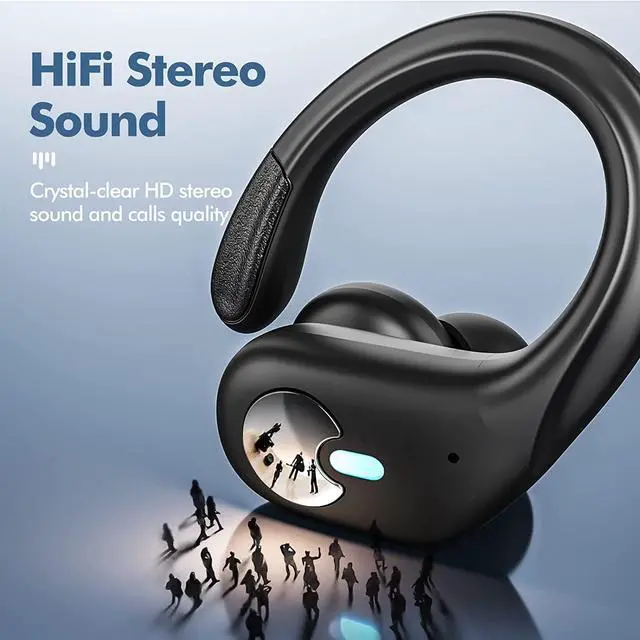 Alt view image 2 of 7 - Wireless Earbuds Bluetooth Headphones 80Hrs Playback with LED Diaplay Wireless Charging Case Noise Cancelling Ear buds with Earhooks, IPX7 Waterproof Over Ear Earphones for Sports Running Workout