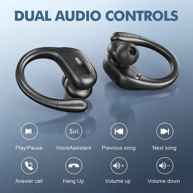 Alt view image 7 of 7 - Wireless Earbuds Bluetooth Headphones 80Hrs Playback with LED Diaplay Wireless Charging Case Noise Cancelling Ear buds with Earhooks, IPX7 Waterproof Over Ear Earphones for Sports Running Workout