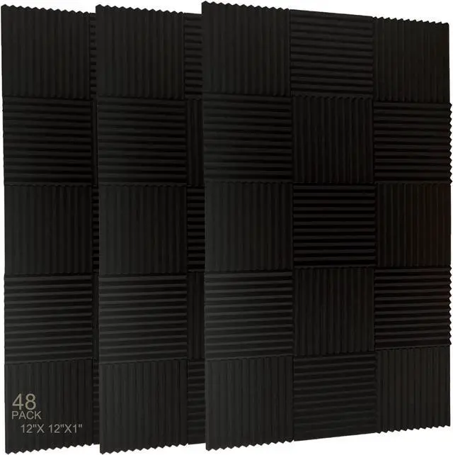 Main image of 48 Pack Acoustic Foam Panel Wedge Studio Soundproofing Wall Tiles 12" X 12" X 1"