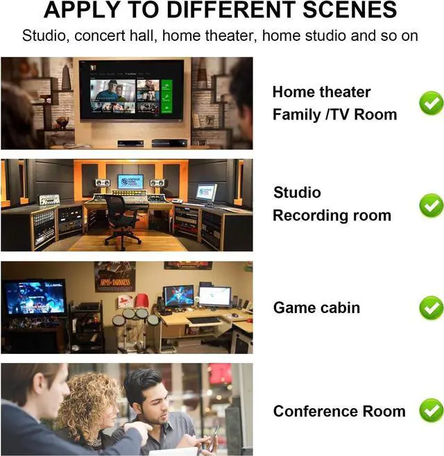Alt view image 6 of 6 - JBER Acoustic Studio Foam, 24 Pack 2" X 12" X 12" Round C-Panel Sound Foam Panels Soundproofing Treatment Studio Wall Padding Sound Absorbing Fireproof Pyramid Wedge Tiles
