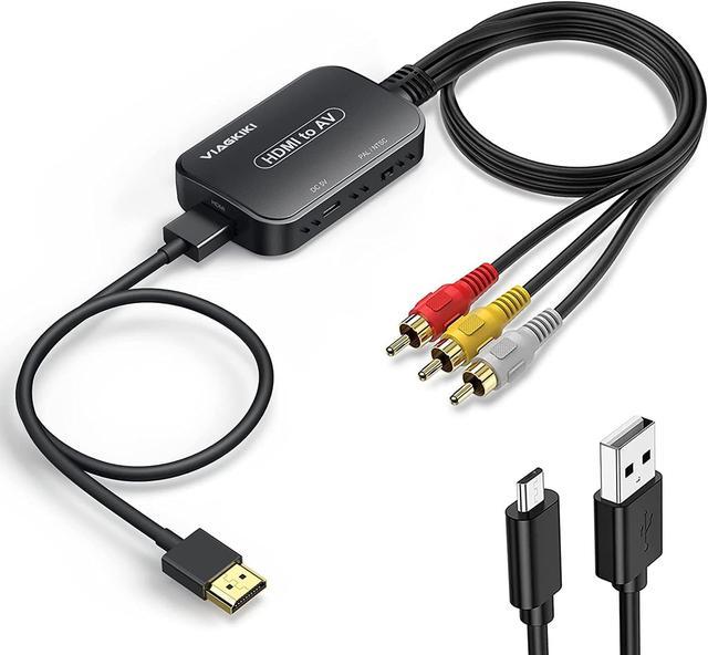 HDMI to Converter, HDMI to RCA Adapter, HDMI to AV 3RCA CVBs Composite Video Audio Adapter for TV Stick/Roku/Apple TV/PC/Laptop/Xbox/HDTV/DVD with HDMI Cable & USB Audio Video Converters -