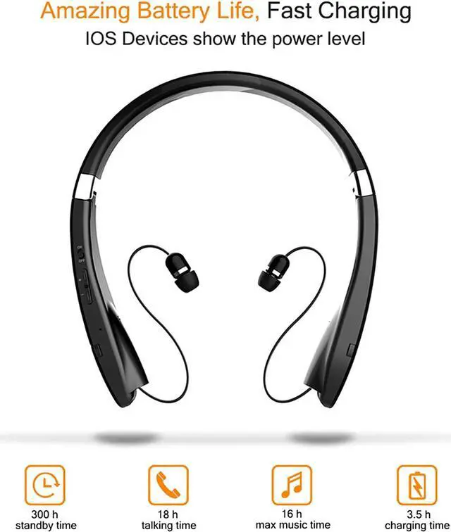 Alt view image 2 of 7 - Lightweight Retractable Bluetooth Headset for Sports and Exercise, Noise Cancelling Stereo Neckband Wireless Headphones.