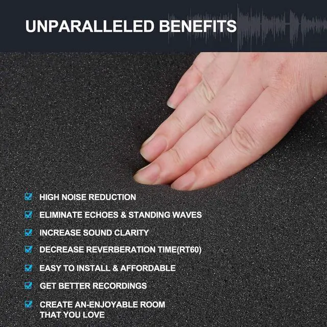 Alt view image 4 of 6 - 60 Pack Acoustic Panel Polyurethane Foam Sound Proof Acoustic Treatment Room Kit for Absorbing Sound on Walls, 1" X 12" X 12" Sound-Proof Material for Home Studio Ceiling (60 Pack) (60PCS)