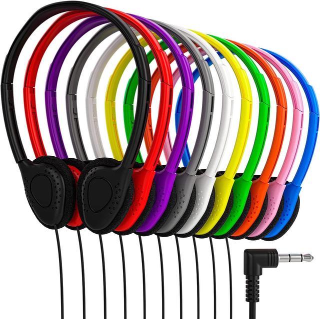 RedSkyPower 30 Pack Multi Color Kid's Wired On Ear Headphones, Individually  Bagged, Disposable Headphones Ideal for Students in Classroom Libraries