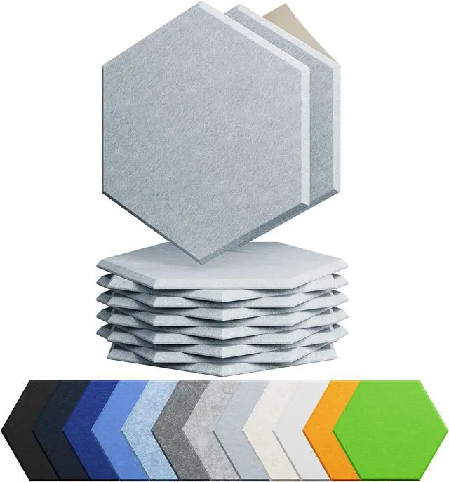 Main image of Amantech 12 Pack Acoustic Panels Self Adhesive Sound Proof Foam, High Density Sound Acoustic Foam Panel, 12X10.23X0.4 Inch Hexagon Wall Panels in Home,Office,Reccording Room,Studio(Blue Gray)