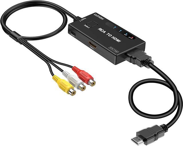 RCA to HDMI Converter, AV to HDMI Converter Adapter in 1 Out(1 RCA and 1 hdmi in) HDMI Out with HDMI Support 4K@60Hz 3D 1080P for VHS VCR Xbox PS5