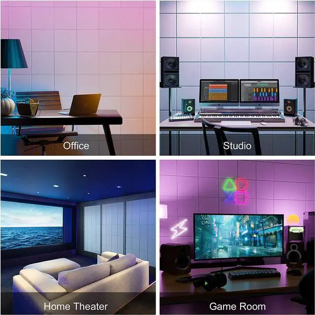 Alt view image 7 of 7 - Sonicism 12 Pack Acoustic Wall Panels with Self-Adhesive, 12" X 12" X 0.4" Sound Proof Foam Panels, Decorative Soundproof Wall Panels, Sound Proof Absorbing Tiles for Home & Offices, White