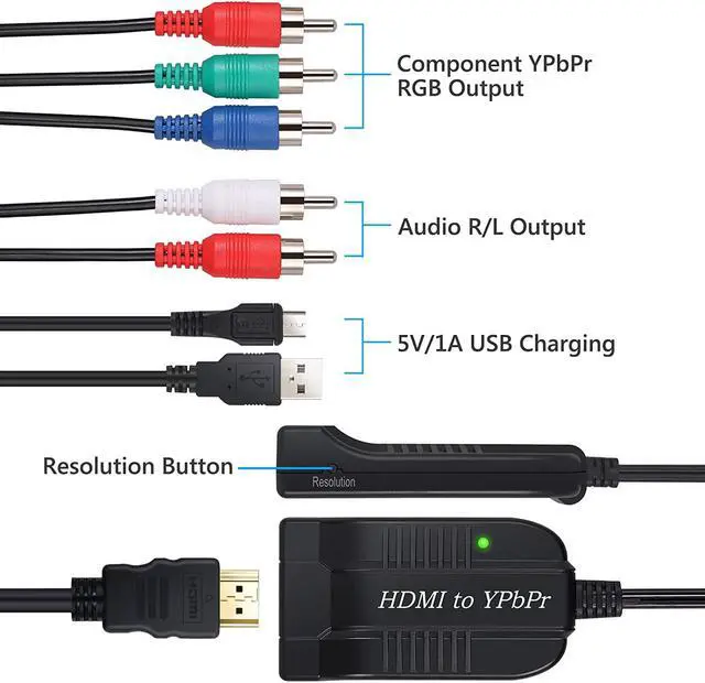 Alt view image 3 of 7 - HDMI to YPbPr Converter HDMI to Component Converter HDMI to RCA RGB YPbPr Male Scaler Support 720P/1080P for TVBOX VHS VCR DVD Recorders HDMI to RGB Adapter(Not Component to HDMI Converter)