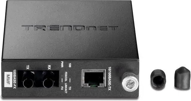 Alt view image 2 of 3 - TRENDnet 100Base-TX to 100Base-FX Multi Mode ST Fiber Media Converter, 2km (1.2 Miles), Auto-Negotiation, Auto-MDIX, Full-Duplex, Fiber to Ethernet Converter, Lifetime Protection, Black, TFC-110MST