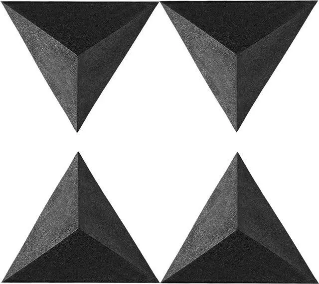 Main image of 4 Pack Bass Traps for Ceiling Corner 16.5" Triangle 12" Depth Triangular Pyramid Acoustic Foam Bass Trap Sound Proofing for Home Studio Booth Low to High Frequency Sound Absorption Foam