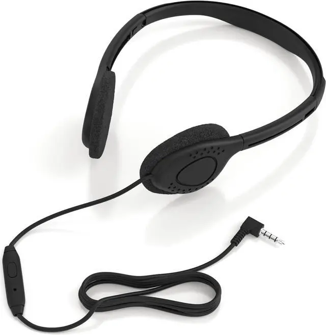 Alt view image 4 of 6 - Maeline Bulk On Ear Student Headphones with Microphone for Library, School, Classroom, Airplane, Kids Online Learning and Travel, 3.5 mm Headphone Plug - 30 Pack - Black