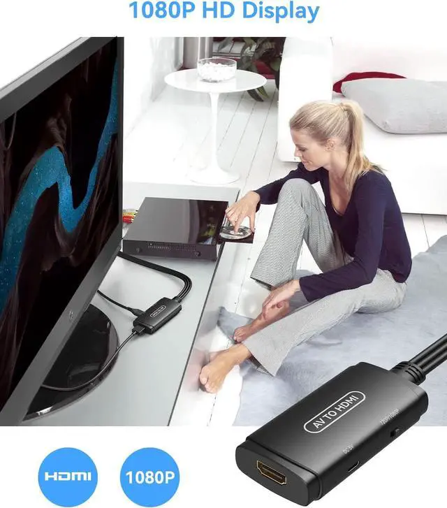 Alt view image 6 of 7 - RCA to HDMI Converter AV to HDMI Adapter Composite to HDMI Adapter Support 1080P PAL/NTSC Compatible with WII WII U/PS one PS2/PS3 STB Xbox VHS VCR Blue-Ray DVD ect.