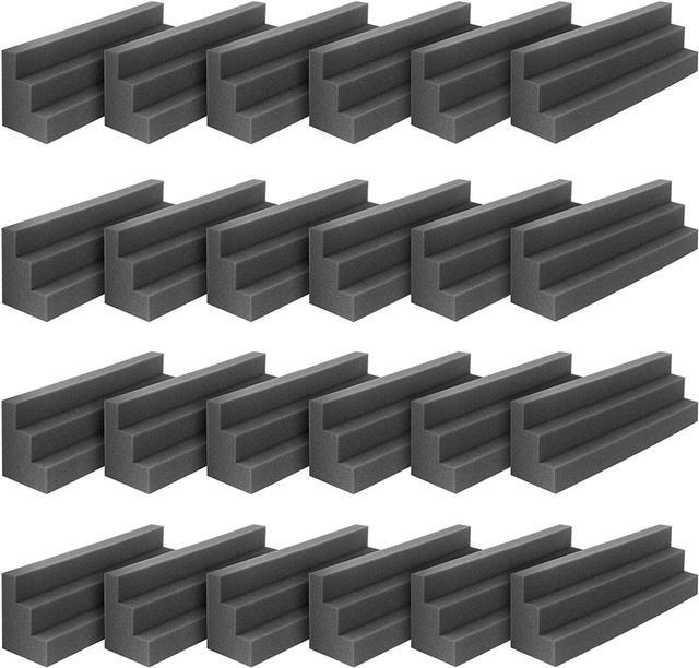 24x Wedge Acoustic Wall Panels Tiles Studio Sound Proofing Insulation Black Foam | UK