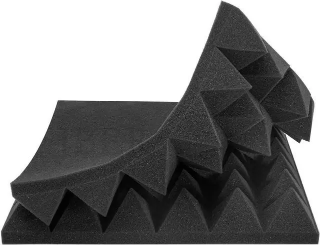 Alt view image 3 of 7 - JBER Acoustic Sound Foam Panels, 24 Pack 2" X 12" X 12" Blue and Black Soundproofing Treatment Studio Wall Padding Sound Absorbing Fireproof Pyramid Acoustic Treatment