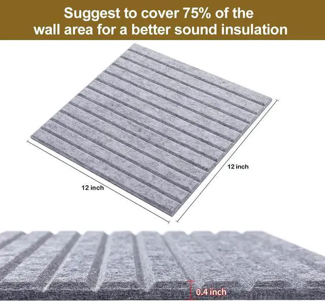 Alt view image 4 of 7 - 16 Pcs Pro Grade Soundproof Wall Panels,Acoustic Panels,Premium Sound Panels,Better than Foam,Wedge Design,with Adhesive on Back,For Acoustical Treatments/Professional Studio,12×12×0.4 in(Light grey)