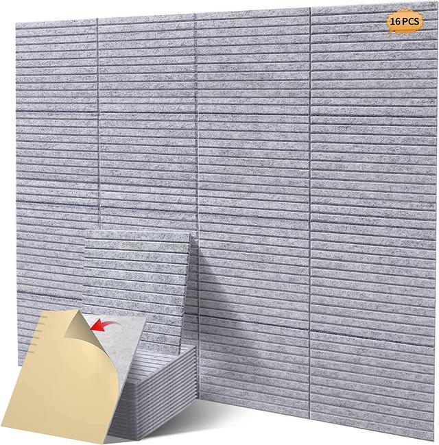 16 Pcs Pro Grade Soundproof Wall Panels,Acoustic Panels,Premium Sound Panels,Better  than Foam,Wedge Design,with Adhesive on Back,For Acoustical  Treatments/Professional Studio,12×12×0.4 in(Light grey) 
