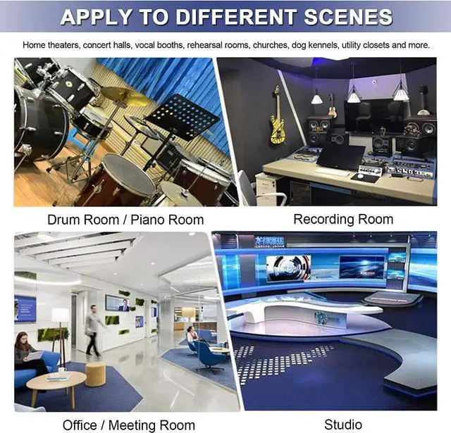 Alt view image 6 of 7 - WENGWEI 52 Pack Acoustic Foam Panels,1" x 12" x 12"Acoustic Wedge Studio Foam Sound Absorption Wall Panels (Black)