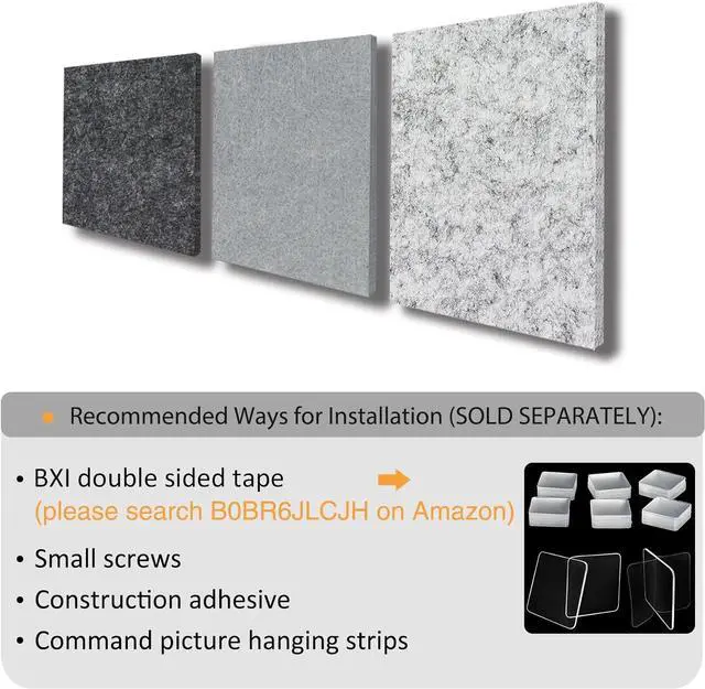 Alt view image 6 of 7 - BXI Thickened Sound Absorbing Panels - 12 Pack 12 X 12 X 0.5 Inches Dense Acoustic Panels, Echo Noise Reducing Sound Panels, Tackable Studio Panels for Wall and Ceiling Acoustic Treatment