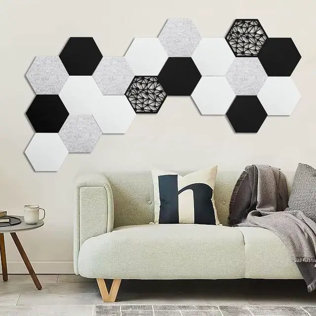 Alt view image 2 of 7 - 12 Pack Self-adhesive Acoustic Panels, Hexagon Sound Proof Panels, 14 X 12 X 0.4 In Sound Absorbing Panels, Flame Resistant, High-Density Sound Dampening Panels for Recording Studio Home, Offices