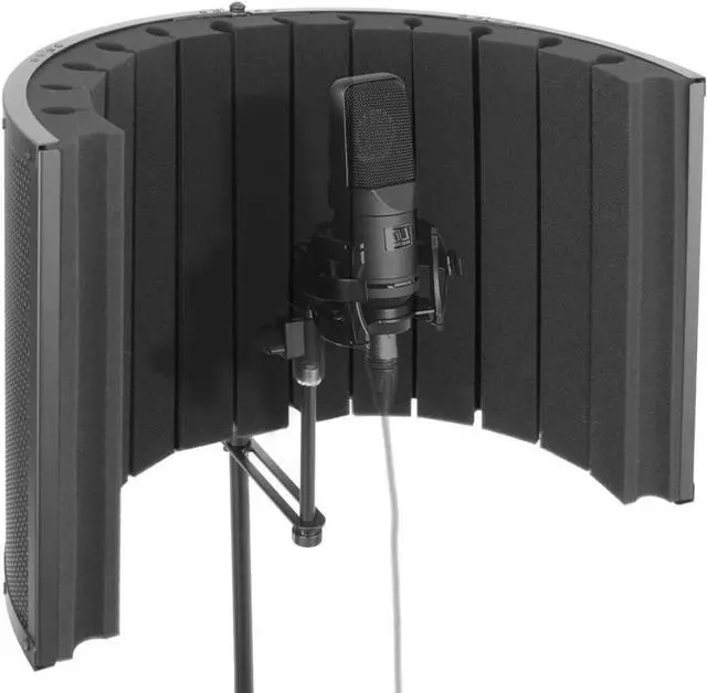Main image of Mini Portable Vocal Recording Booth - Use with Standard Microphone,Isolation Noise Filter Reflection Shield for Studio Quality Audio - Dual Acoustic Foam Soundproof Panel PSMRS09 Black