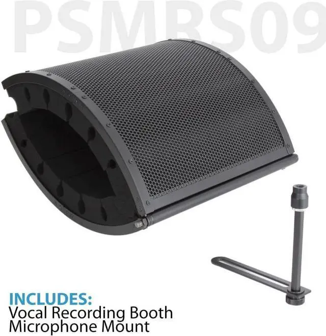 Alt view image 3 of 7 - Mini Portable Vocal Recording Booth - Use with Standard Microphone,Isolation Noise Filter Reflection Shield for Studio Quality Audio - Dual Acoustic Foam Soundproof Panel PSMRS09 Black