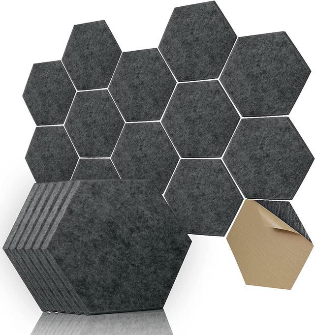 SHJADE 12 Pcs Acoustic Panels, Hexagon Sound Proof Padding, Self-Adhesive  12 X 10 X 0.4 Sound Dampening Panels, Acoustic Treatment for Studio,  Home(Sesame Black) 
