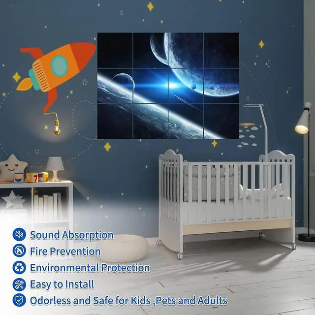 Alt view image 5 of 7 - Dmsky Art Acoustic Panels,48x36Acoustical Wall Panel, Decorative Sound Absorbing Panel for Walls, Studio Acoustic Treatment Soundproof Wall Panel12 Pack,Space