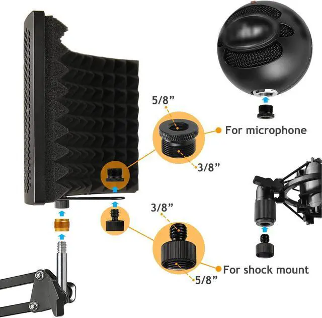 Alt view image 5 of 6 - Microphone Isolation Shield with Mic Stand and Pop Filter, Foldable Sound Shield for Most Condenser Microphone Recording Equipment Studio, High Density Absorbent Foam to Filter Vocal by Frgyee
