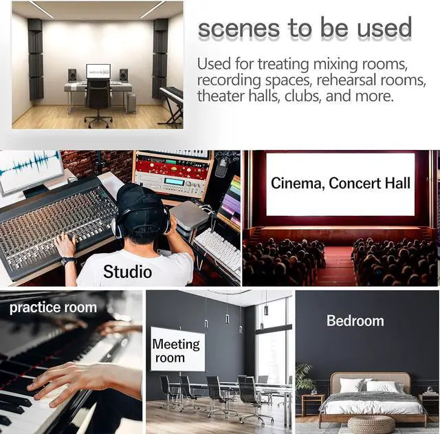 Alt view image 6 of 7 - Acoustic Foam Bass Traps -12 Pack Wall Corner Studio Foam Blocks 12" X 7" X 7" Low-Frequency Sound Absorption Material for Home Studio and Theater etc. (12 Pack, Bass traps)