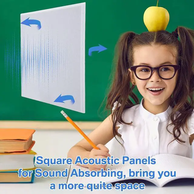 Alt view image 5 of 7 - 60 PCS Acoustic Panels 12 x 12 x 0.4 Inch Square Sound Absorbing Board Self Adhesive Soundproof Wall Panels Sound Proof Polyester Tiles for Home Studio Rooms Noise Canceling Reduction (White)