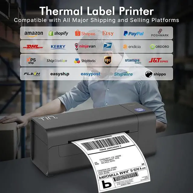 Alt view image 2 of 7 - TIN Thermal Label Printer, Thermal Shipping Label Printer 4x6 for Small Business, Label Maker Compatible with , Ebay, Shopify, FedEx, UPS, USB Label Printer Supports Windows, MacOS, Chromebook