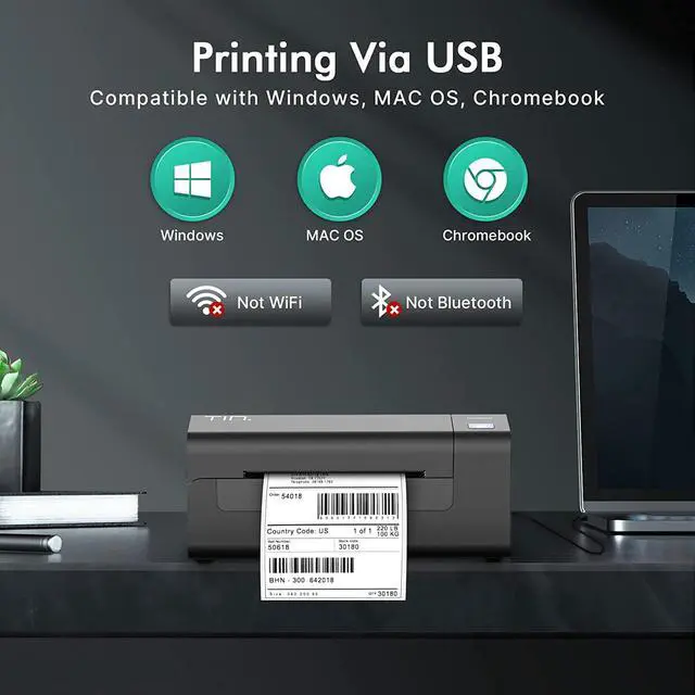 Alt view image 4 of 7 - TIN Thermal Label Printer, Thermal Shipping Label Printer 4x6 for Small Business, Label Maker Compatible with , Ebay, Shopify, FedEx, UPS, USB Label Printer Supports Windows, MacOS, Chromebook