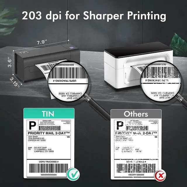 Alt view image 5 of 7 - TIN Thermal Label Printer, Thermal Shipping Label Printer 4x6 for Small Business, Label Maker Compatible with , Ebay, Shopify, FedEx, UPS, USB Label Printer Supports Windows, MacOS, Chromebook