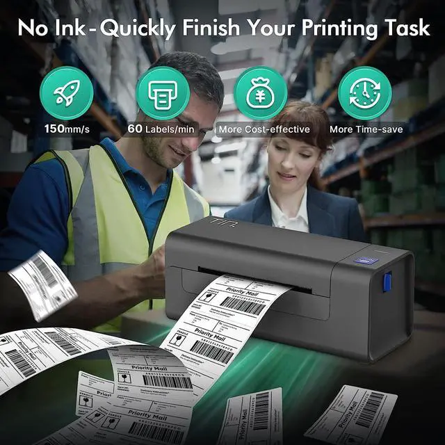 Alt view image 6 of 7 - TIN Thermal Label Printer, Thermal Shipping Label Printer 4x6 for Small Business, Label Maker Compatible with , Ebay, Shopify, FedEx, UPS, USB Label Printer Supports Windows, MacOS, Chromebook