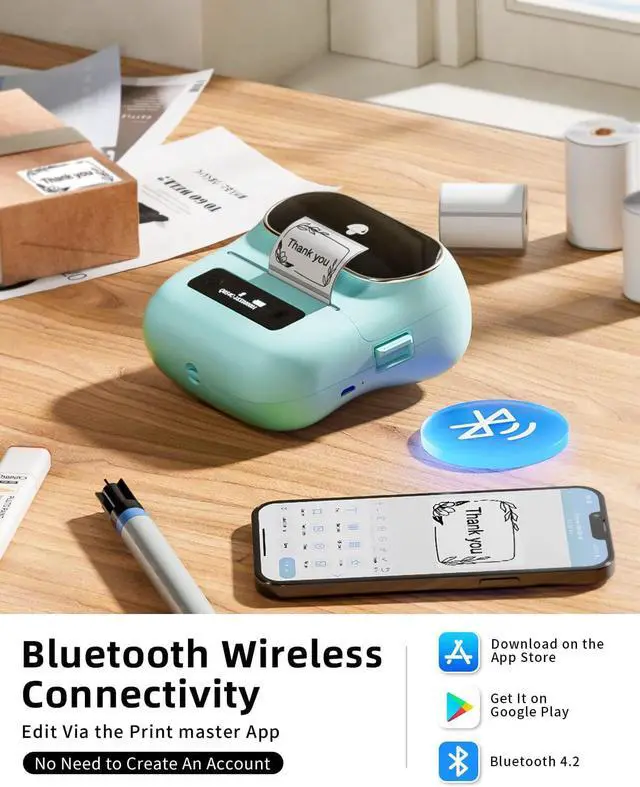 Alt view image 3 of 7 - Phomemo Label Maker, M220 Portable Label Maker, Bluetooth Wireless Inkless Label Printer, 3 Inch Barcode Printer, Great for Home, School & Office, Compatible with Phone, PC, with 3 Label