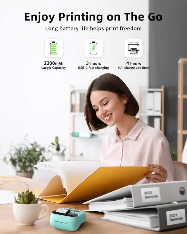 Alt view image 7 of 7 - Phomemo Label Maker, M220 Portable Label Maker, Bluetooth Wireless Inkless Label Printer, 3 Inch Barcode Printer, Great for Home, School & Office, Compatible with Phone, PC, with 3 Label