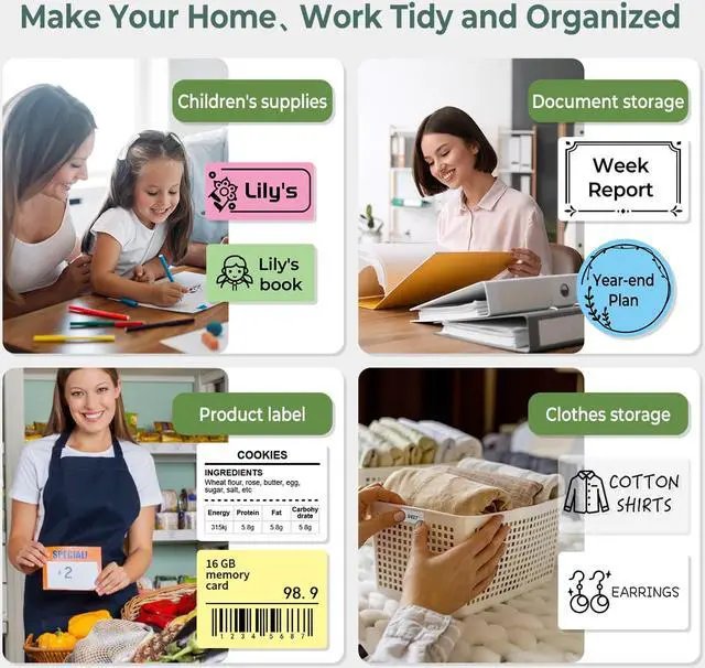 Alt view image 6 of 7 - M110 Portable Thermal Label Printer, Bluetooth Label Maker Machine for iOS & Android, Barcode Label Printer Machine for Small Business, Address, Office, with 1 Roll 40x30mm Label,Black