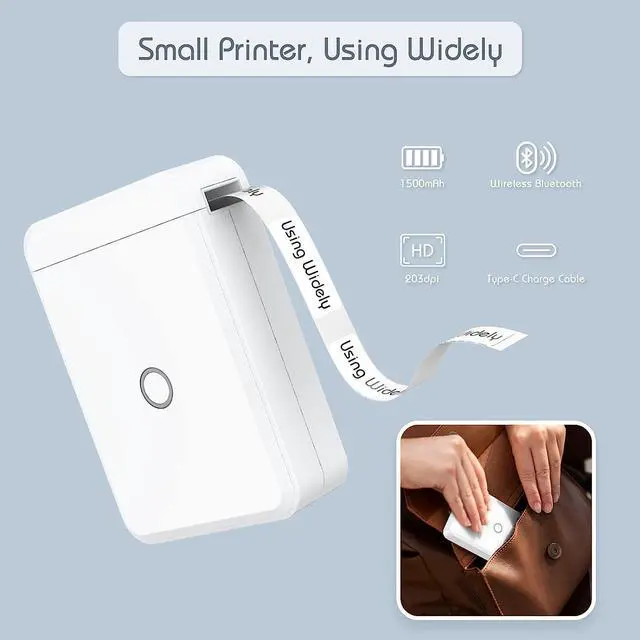 Alt view image 5 of 7 - KIQIONE Label Maker Machine with Tape, Portable Bluetooth Printer Mini Labels D110 Maker Machine for Labeling Office, File Tags, Condiments, Date, Stationery, Supermarket Marks