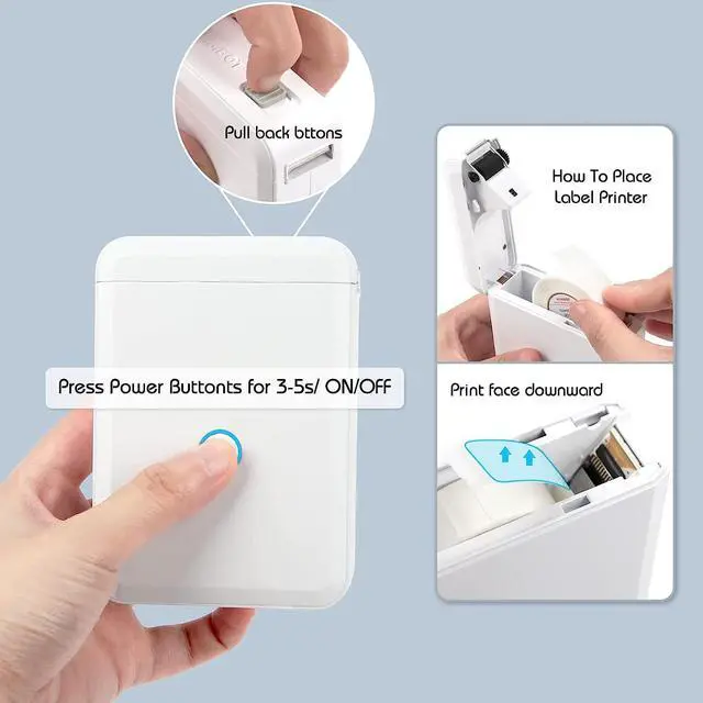 Alt view image 3 of 7 - KIQIONE Label Maker Machine with Tape, Portable Bluetooth Printer Mini Labels D110 Maker Machine for Labeling Office, File Tags, Condiments, Date, Stationery, Supermarket Marks